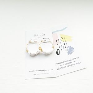 Beaded hoop earrings, gold hoops